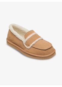 Hausschuh Roxy "SOLAK", Damen, Gr. 38, natural, Leder, Textil, Schuhe Hausschuh, gef&uuml;ttert