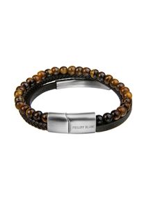 Armband PHILIPP BLANC "PBA05RS", schwarz braun, Armb&auml;nder, Herren, 21cm, Leder, Armband
