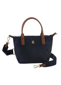 Tragetasche Tommy Hilfiger "POPETTE MINI TOTE", Damen, Gr. B/H/T: 30cm x 20cm x 14cm, blau (dunkelblau), Leder, Lederimitat, Taschen Tragetasche, Damen Umh&auml;ngetasche, Minibag mit abnehmbarem Umh&auml;ngeriemen
