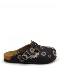 Goby Damer Tr&aelig;sko 'Women Calceo Black and Beige Clogs CAL5457 with flower design' blandingsfarvet St&oslash;rrelse 39