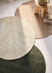 bonprix Runder waschbarer Teppich mit weichem Flor, beige, Gr.3 (&Oslash; 160 cm), Unkompliziert und herrlich weich: der waschbare Teppich mit Fleecer&uuml;cken