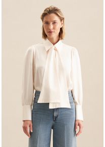 Schluppenbluse Seidensticker "Schwarze Rose", Damen, Gr. 3XL (46), beige (ecru), 61% Acetat, 31% Viskose, 8% Baumwolle, unifarben, regular fit, ohne Ausschnitt, Blusen Schluppenbluse, 1/1 Kragen Uni