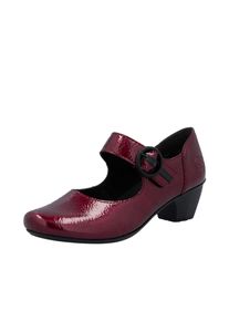 Spangenpumps Rieker, Damen, Gr. 36, rot (dunkelrot), Lacklederimitat, gl&auml;nzend, Schuhe Spangenpumps, Riemchenpumps, Festtagsschuh, Trichterabsatz, mit weicher Innensohle