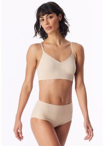 Bustier Schiesser "Invisible Soft", Damen, Gr. 42, N-Gr, beige (410, sand), Microtouch, Obermaterial: 75% Polyamid, 25% Elasthan, unifarben, Basic, Basic, BHs Bustier, mit herausnehmbaren Pads