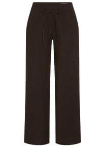 Leinenhose MAC "CHIARA BELT", Damen, Gr. 44, L&auml;nge 34, braun (truffle braun), Obermaterial: 100% Leinen, weit kn&ouml;chellang, Hosen Leinenhose, Sommerhose Wide Fit, mit geradem, weitem Bein
