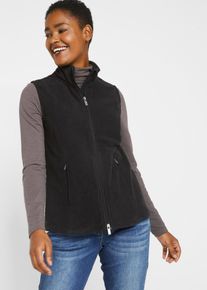 Fleeceweste bonprix "Fleece-Weste mit Taschen", Damen, Gr. 36/38 (S), schwarz, Fleece, Obermaterial: 100% Polyester, unifarben, bequem normal, Westen Fleeceweste, aus Fleece, mit Rei&szlig;verschlusstaschen, mit Stehkragen, unifarben