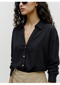 V&eacute;ro Moda Langarmbluse VERO MODA "VMAURA LS SHIRT WVN NOOS", Damen, Gr. XS, schwarz, Web, Obermaterial: 100% Viskose, unifarben, regular fit h&uuml;ftbedeckend, V-Ausschnitt, Blusen Langarmbluse, Viskose, regular fit