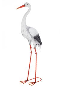Tierfigur Gilde "Storch Adebar", wei&szlig;, B:29,5cm H:54cm T:9cm, Metall, Dekofiguren, Tierfigur