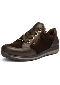 Keilsneaker Ara "OSAKA", Damen, Gr. 4 (37), atmungsaktiv, wei&szlig; (dunkelbraun kombiniert), Glattleder, Veloursleder, kontrastfarbene Details, Schuhe Keilsneaker, Freizeitschuh, Halbschuh, Schn&uuml;rschuh mit Au&szlig;enrei&szlig;verschluss, Weite H, Topseller