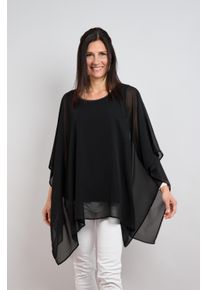 Blusenponcho Seidel Moden, Damen, Gr. 50, schwarz (99,schwarz), Web, Obermaterial: 100% Polyester. Futter: 95% Viskose, 5% Elasthan, unifarben, Basic, weit h&uuml;ftbedeckend, Rundhals, abgesteppte Kante, Blusen Blusenponcho, &Uuml;berschnittene Bluse im Poncho-Stil - MADE IN GERMANY