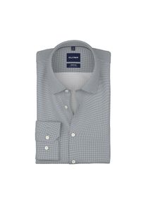 Langarmhemd OLYMP "24/Seven No. Six", Herren, Gr. 42, N-Gr, grau (marine), Jersey, Obermaterial: 92% Baumwolle, 8% Elasthan, gemustert, slim fit normal, 2-Knopf-Manschette, Hemden Langarmhemd, Businesshemd, Kentkragen, Jersey