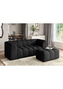 3-Sitzer OTTO HOME "TUURE Verl&auml;ssliche Qualit&auml;t, moderne Steppung, Breite 227cm", schwarz, B:227cm H:81cm T:94cm, 100% Polyester, Sofas, 3-Sitzer, Bubble Optik, hoher Sitzkomfort, Wellenunterfederung
