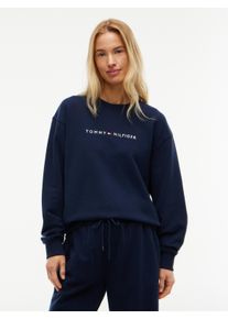 Sweatshirt "TRACK TOP", Damen, Gr. L (40), blau (dunkelblau), Sweatware, Obermaterial: 100% Baumwolle, Tommy Hilfiger Underwear, bestickt, unifarben, relaxed fit h&uuml;ftbedeckend, Rundhals, Rippb&uuml;ndchen, Sweatshirts Sweatshirt, Relaxed Fit