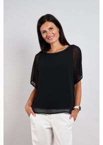 Schlupfbluse Seidel Moden, Damen, Gr. 54, 99,schwarz, Single Jersey, Obermaterial: 100% Polyester. Futter: 95% Viskose, 5% Elasthan, unifarben, Basic, l&auml;ssig geschnitten h&uuml;ftbedeckend, Rundhals, abgesteppte Kante, Blusen Schlupfbluse, Rundhals / Transparente &Auml;rmel / MADE IN GERMANY