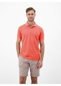 Poloshirt Lerros "Poloshirt, unifarben aus gestreiftem Piqu&eacute;-Gewebe", Herren, Gr. L, orange (vivid rot), 100% Baumwolle, ohne Ausschnitt, Shirts Poloshirt