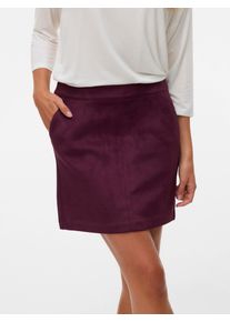 Lederimitatrock VERO MODA "VMDONNADINA FAUXSUEDE SHORT SKIRT", Damen, Gr. S (36), rot (winetasting), Web, Obermaterial: 90% Polyester, 10% Elasthan, unifarben, kurz, R&ouml;cke Lederimitatrock, Materialmix