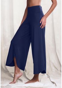 Culotte Lascana, Damen, Gr. 36/38, N-Gr, blau (marine), Obermaterial: 93% Polyester, 7% Elasthan, Basic, Hosen Culotte, mit gerundetem Beinsaum in weich flie&szlig;ender Qualit&auml;t