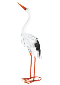 Tierfigur Gilde "Storch Adebar aufschauend", wei&szlig;, B:45cm H:45cm T:3,5cm, Metall, Dekofiguren, Tierfigur