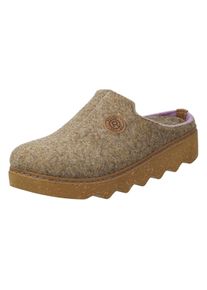 Pantoffel Rohde "Foggia-D", Damen, Gr. 38, beige (natur), Filz, meliert, Schuhe Pantoffel, Hausschuh, Clog, zweifarbiger Homeslipper mit Profilsohle