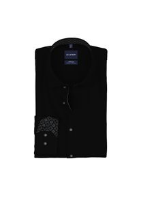 Langarmhemd OLYMP "No. Six", Herren, Gr. 40, N-Gr, schwarz, Web, Obermaterial: 100% Baumwolle, unifarben, slim fit normal, 2-Knopf-Manschette verstellbar, Hemden Langarmhemd, Businesshemd, Kentkragen, b&uuml;gelfrei