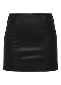 Lederimitatrock ONLY "ONLBITTEN FAUX LEATH MINI SKIRT CC OTW", Damen, Gr. M (38), schwarz, Web, Obermaterial: 100% Polyester, unifarben, mini, R&ouml;cke Lederimitatrock, Lederimitat