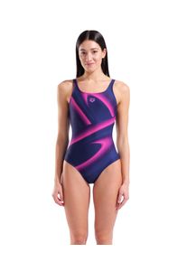 Badeanzug ARENA "W ARENA FLASH SWIMSUIT U BACK LB", Damen, Gr. 42, N-Gr, bunt (navy multi), Obermaterial: 100% Polyester, Badeanz&uuml;ge Badeanzug, mit UV-Schutz UPF50+, chlorbest&auml;ndiges Material, schnelltrocknend
