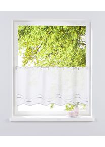 Scheibengardine OTTO HOME "Betty" Gr. 5, grau, B:120cm H:60cm, Polyester, Gardinen, Scheibengardine, Transparent, Polyester, Wellen, Stickerei, Topseller