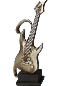 Dekofigur AMBIENTE HAUS "Gitarre Figur M", silber (antik, silberfarben), B:11cm H:22cm T:6cm, Polyresin, Dekofiguren, Dekofigur