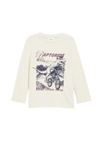 Langarmshirt s.Oliver JUNIOR, Jungen, Gr. 140, beige (soft beige), Jersey, Obermaterial: 100% Baumwolle, bedruckt, regular fit normal, Rundhals, Shirts Langarmshirt, Plakativer Frontprint