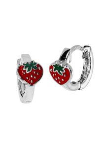 Paar Creolen OSTSEE-SCHMUCK "OSTSEE-SCHMUCK Creole Erdbeere Creole Erdbeere", wei&szlig; (wei&szlig;, neutral), Ohrringe, Damen, 13 x 6mm, Silber 925 (Sterlingsilber), Paar Creolen