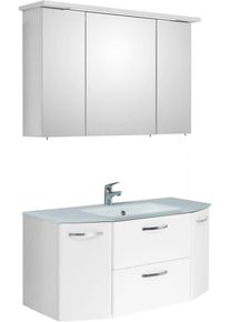 Badm&ouml;bel-Set SAPHIR "Quickset 326, 3-teilig, mit Glaswaschtisch", wei&szlig;, B:115cm H:200cm T:48cm, Spanplatte, Kastenm&ouml;bel-Sets, Badm&ouml;bel-Set, Badezimmer-Set in Wei&szlig; Glanz