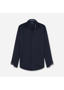 Langarmhemd OLYMP "No. Six", Herren, Gr. 42, N-Gr, blau (marine), Web, Obermaterial: 100% Baumwolle, unifarben, slim fit normal, 2-Knopf-Manschette verstellbar, Hemden Langarmhemd, Businesshemd, Kentkragen, b&uuml;gelfrei