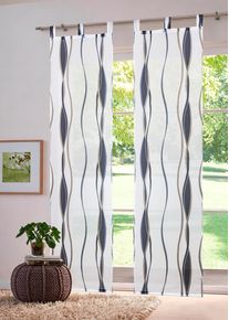 Schiebegardine OTTO HOME "Dimona" Gr. 4, wei&szlig; (wei&szlig;, blau), B:57cm H:245cm, Voile, Polyester, Gardinen, Schiebegardine, 2er-Set, Fertiggardine, inkl. Beschwerungsstange, Wellen