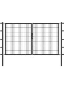 Zaundoppelt&uuml;r Alberts "Flexo", grau (anthrazit), B:250cm H:140cm, Stahl, Tore, Zaundoppelt&uuml;r, 250 cm Breite, in versch. H&ouml;hen