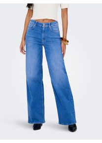 High-waist-Jeans Only "ONLMADISON BLUSH HW WIDE DNM REA262 NOOS", Damen, Gr. S (36), L&auml;nge 34, blau (special bright blau denim), Denim/Jeans, Obermaterial: 92% Baumwolle, 6% Elastomultiester, 2% Elasthan, unifarben, regular fit lang, Jeans High-waist-Jeans, hohe Leibh&ouml;he, weites Bein, special bright blue denim