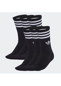 Sportsocken adidas originals "3-STREIFEN CREW, 6 PAAR", Herren, Gr. L (43/45), schwarz, Obermaterial: 100% Polyamid, Socken Sportsocken, f&uuml;r Erwachsene, geripptes Material am Bein