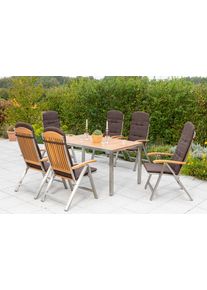 Garten-Essgruppe Merxx "Keros", braun (hellbraun), Obermaterial: 100% Polyester. F&uuml;llung: 100% Polyurethan, Sitzm&ouml;bel-Sets, Garten-Essgruppe