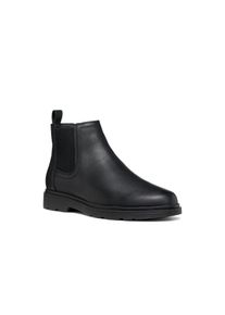 Chelseaboots Geox "U SPHERICA EC1 B", Herren, Gr. 43, schwarz, Leder, Textil, Schuhe Chelseaboots, Stiefelette mit beidseitigem Stretcheinsatz