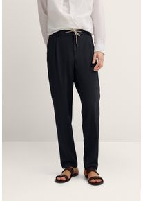 Anzughose Bugatti "Seersucker", Herren, Gr. 54, Normalgr&ouml;&szlig;en, schwarz (390, marine), 62% Polyester, 33% Viskose, 5% Elasthan, unifarben, gerade, unten schmal, Hosen Anzughose, mit Bundfalte und Stretch-Funktion