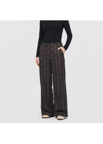 Schlupfhose MAC "CHIARA", Damen, Gr. 36, L&auml;nge 32, braun (truffle braun check), Web, Obermaterial: 70% Polyester, 25% Viskose, 5% Elasthan, kariert, sehr bequem lang, Hosen Schlupfhose, Hoher Tragekomfort