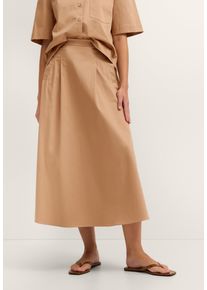 A-Linien-Rock Bugatti, Damen, Gr. 38, beige (70, braun), 97% Baumwolle, 3% Elasthan, R&ouml;cke A-Linien-Rock, mit Bundfalten
