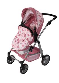Bayer Chic 2000 Kombi-Puppenwagen CHIC2000 "Nele", flowers rosa, Puppenwagen, KinderB:71cm H:85cm T:71cm, Kunststoff, Polyester, Stahl, Kombi-Puppenwagen, zusammenklappbar, B:71cm H:85cm T:71cm