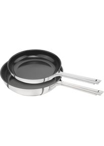 Pfannen-Set Zwilling "TrueFlow", silber (silberfarben, schwarz), Pfannen, Pfannen-Set, Keramik-Antihaftbeschichtung, 18/10 Edelstahl, Rostfrei, Induktion