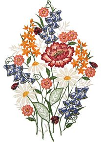 Fensterbild "Fensterbild "Sommerstrau&szlig;" farbig", bunt, B:22cm H:34cm, Polyester, W. REUTER & SOHN - PLAUENER SPITZE, Fensterbilder, Fensterbild