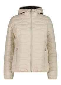 Steppjacke CMP "WOMAN JACKET FIX HOOD", Damen, Gr. 50, beige (kaki), Obermaterial: 100% Polyester. Futter: 100% Polyester. Wattierung: 100% Polyester, Jacken Steppjacke, mit Kapuze, sportlicher Stil, aus Polyester