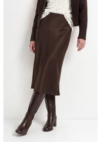 Satinrock RICHROYAL, Damen, Gr. XL, braun (chocolate torte), Satin, Obermaterial: 96% Polyester, 4% Elasthan, unifarben, ca. Mitte Wade, R&ouml;cke Satinrock, in Midi-L&auml;nge, High Waist