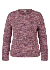 Strickpullover Rabe, Damen, Gr. 50, merlot, Web, Obermaterial: 57% Polyacryl, 43% Baumwolle, meliert, tailliert h&uuml;ftbedeckend, Rundhals, Rollkante, Pullover Strickpullover, in melierter Optik