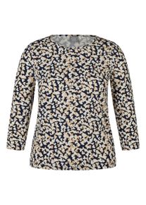 3/4-Arm-Shirt Rabe, Damen, Gr. 52, bunt (pazifik), Jersey, Obermaterial: 92% Baumwolle, 8% Elasthan, gemustert, tailliert h&uuml;ftbedeckend, Rundhals, Shirts 3/4-Arm-Shirt, mit Minimalprint