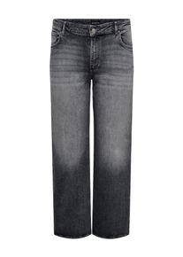 High-waist-Jeans Only CARMAKOMA "CARJUICY HW WIDE REA957 DNM NOOS", Damen, Gr. 44, L&auml;nge 32, grau (dunkelgrau denim), Denim/Jeans, Obermaterial: 99% Baumwolle, 1% Elasthan, unifarben, weit lang, Jeans High-waist-Jeans, Baumwollmischung, High Waist