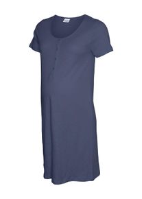 Umstandsnachthemd MAMALICIOUS "MLMIRA SOLID JRS NIGHTGOWN 2F A. E. NOOS", Damen, Gr. XS, N-Gr, blau (blau indigo), Jersey, Obermaterial: 100% Baumwolle, unifarben, regular fit kniefrei, Rundhals, Kleider Umstandsnachthemd, aus Baumwolle, Regular Fit, mit Rundhalsausschnitt, kniefrei
